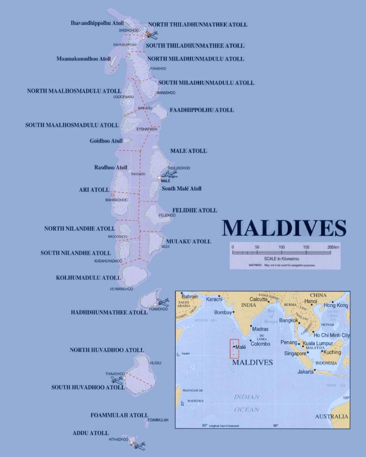 карта Мальдіви політичних