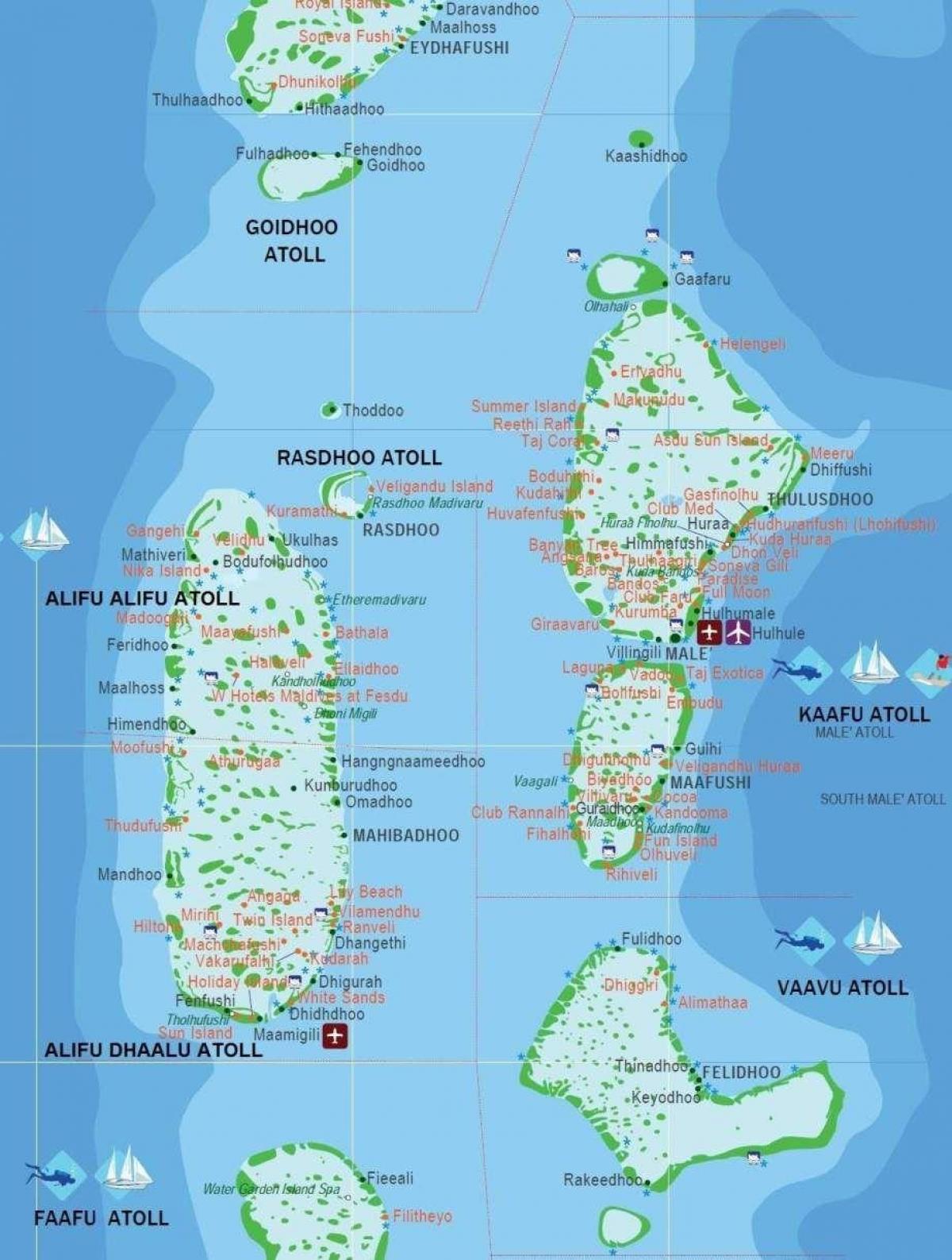 карта Мальдіви туристичний
