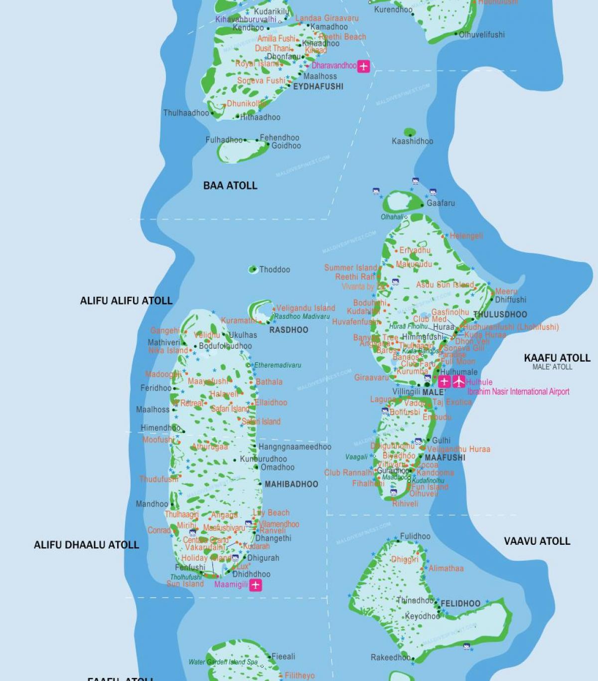 аеропорти Мальдів на карті