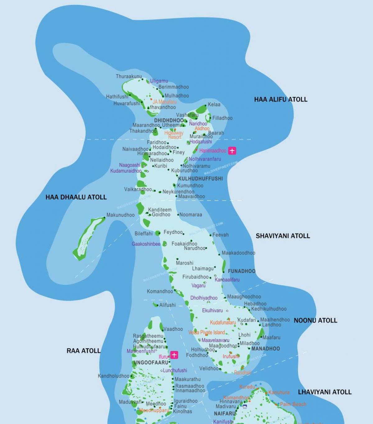 курорти Мальдіви розташування на карті