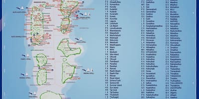 Карта Мальдівських островів курорти